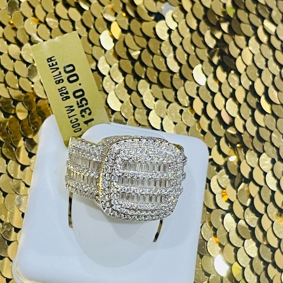 Men's Iced Out GRA Certified Diamond Ring VVS 14k White Gold Vermeil Moissanite - Picture 4 of 10